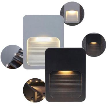 Imagem de 2 Balizador Em Pé 4x2 Led 2w Sobrepor Luz Branco Quente P/ Escada - Hi