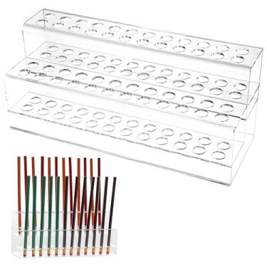 Imagem de Suporte de caneta de acrílico, 48 compartimentos, suporte para exibição de lápis de 2 níveis, suporte de mesa transparente para sobrancelhas, pincéis de maquiagem, organizador para casa, escritório