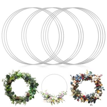 Imagem de 10 anéis de apanhador de sonhos, guirlanda de metal prata de 30 cm, argolas de macramê para artesanato, anéis de metal para decoração de casamento DIY e decoração de pendurar na parede