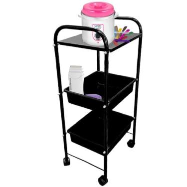 Imagem de Carrinho Porta Esmalte Auxiliar salão + tampo MDF