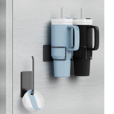 Imagem de Suporte magnético Stanley para geladeira, organizador de garrafa de água para Stanley 1,134 g com organizador de tampa de copo, organizadores de cozinha pendurados e armazenamento para acessórios de