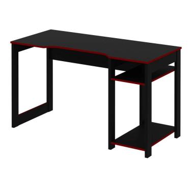 Imagem de Mesa Gamer 136cm com 2 Prateleiras e Porta CPU ME4152 Preto/Vermelho Tecnomobili