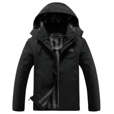 Imagem de Jaqueta de chuva OTU leve impermeável com capuz para homens preta L
