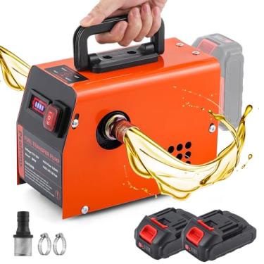 Imagem de Poafamx Bomba de transferência de combustível sem fio 13GPM, bomba de transferência diesel autoescorvante de bateria, bomba de óleo elétrica portátil com bateria de 2 x 1500 mAH, bomba extratora de