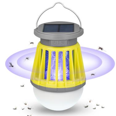 Imagem de Zapper solar contra insetos ao ar livre à prova d'água, exterminador portátil de mosquitos, 2 em 1, sem fio e recarregável, com luz LED para casa, acampamento, pátio, quintal, piscina (verde