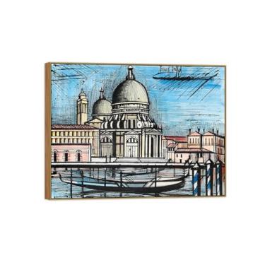 Imagem de Pinturas famosas decoração de arte de parede - imagens para sala de estar - pôster e impressões em tela com moldura de madeira de Veneza, 80 x 105 cm 31 x 41 pol