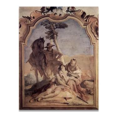 Imagem de Shepherds acompanham Giovanni Battista Tiepolo Impressão em tela – Obra-prima rococó barroca, pintura escolar de Veneza, pintura a óleo decorativa para galeria doméstica 80 x 104 cm