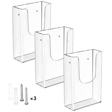 Imagem de MaxGear Porta-brochura 10,16 x 15,24 cm Suportes de literatura de parede porta-folheto transparente Porta-folheto de parede de acrílico, 3 pacotes, transparente