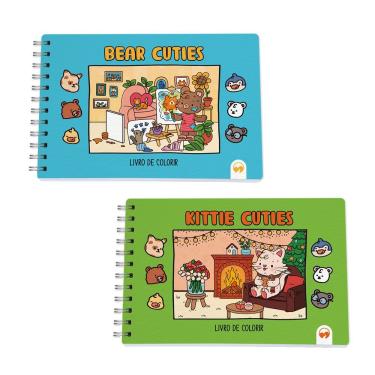 Imagem de Kit 2 Livro De Colorir Cuties 128 Páginas Bear E Kittie