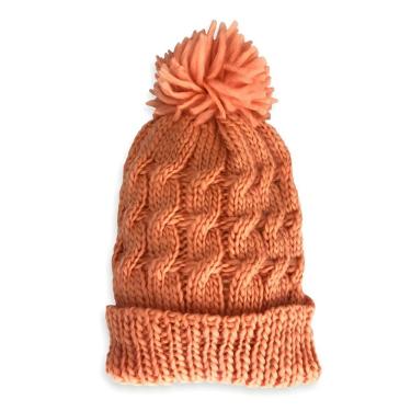 Imagem de Touca Com Pompom - Estilo E Proteção Nos Dias Frios Cor:salmão