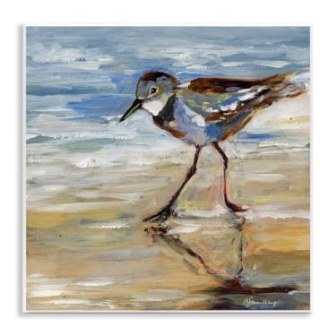 Imagem de Stupell Industries Sandpiper and Beach Tide Wall Plaque Art Design por Susan Winget, 12 x 12