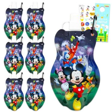 Imagem de Bolsas de água reutilizáveis Mickey and Friends de 450 ml – Pacote de 6 peças com garrafas de água de 450 ml com tampa superior e adesivos para crianças | Bolsas reutilizáveis para lembrancinhas de