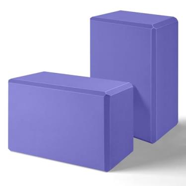 Imagem de biguphate Pacote Com 2 Blocos De Yoga 2025, Bloco Espuma Eva Suporte E Sem Látex, Exercícios Antiderrapantes, Acessórios Para Pilates, Meditação, Equilíbrio, Alongamento Posturas Profundas (Azul-Ard