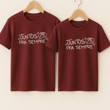 Imagem de Camiseta Blusa Unissex Algodão Estampa Juntos Para Sempre Casal Namora