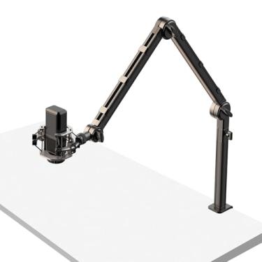 Imagem de ULANZI LS24 Braço de microfone, suporte de mesa de alumínio para podcast/streaming/jogos/estúdio de rádio com parafuso de 1/10.2 cm 3/20.3 cm 5/20.3 cm para HyperX QuadCast, Blue Yeti, Fifine, Shure e