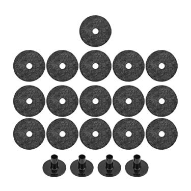 Imagem de Conjunto de acessórios de substituição para pratos de 20 peças - φ5 cm mangas de prato para a maioria dos kits de bateria - Conjunto de almofadas de feltro preto e cinza (cinza)
