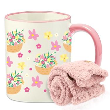 Imagem de Presentes fofos para amantes de flores, ideias de presente de caneca de café de flor estética, xícara de café floral de 325 ml, presente de aniversário de Natal para professora, mãe, irmã amiga