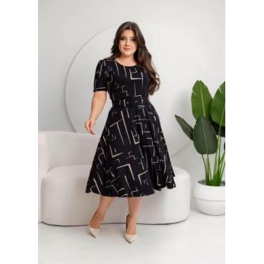 Imagem de Vestido Max Mídi Godê Com Cinto Moda Evangélica - N.M Moda Evangélica,