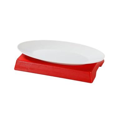 Imagem de Prato de peixe esmaltado de cor sólida estilo nórdico imitação de porcelana com suporte inferior placa oval espessa - placa de 40 cm + suporte inferior [vermelho]