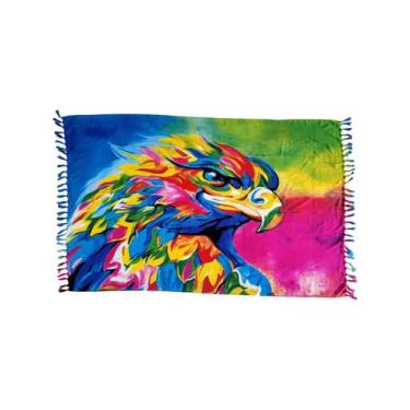 Imagem de Canga Saída de Praia retangular Poliéster Aguia Colorida - Sarat Moda 