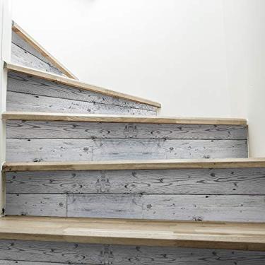 Imagem de Funlife Adesivo autoadesivo de parede de madeira removível azulejos adesivos à prova d'água para azulejos para cozinha banheiro 15,5 x 91,5 cm, 7 peças