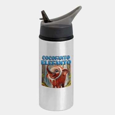 Imagem de Garrafa Squeeze Bico Prateada Premium 600ml - Cocofanto Elefanto Italian Brainrot Meme