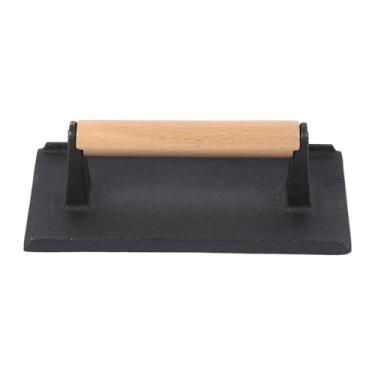 Imagem de IEUDNS Prensa para hambúrguer com cabo de madeira, prensa para hambúrguer, profissional, versátil e ergonômica, para cozinhar carnes, churrasco, 22.5 Cm X 12.5 Cm