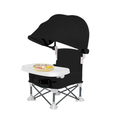 Imagem de Cadeira de Alimentação Portátil para Bebé - Assento Portátil para Criança com Bandeja Amovível,Cadeira Dobrável Para Bebé Com Cobertura Para Praia, Jardim, Casa, Campismo, Piquenique E Uso