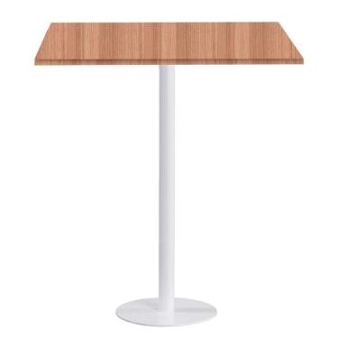 Imagem de Mesa Pisa Beta Bistrô Fratini 107,50cm (a) Disco Redondo Branco Tampo Mdp Quadrado Noce Nat 70cm (l)