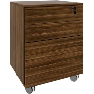 Imagem de Gaveteiro Para Escritório 3 Gavetas Com Chave E Rodízios Nogal