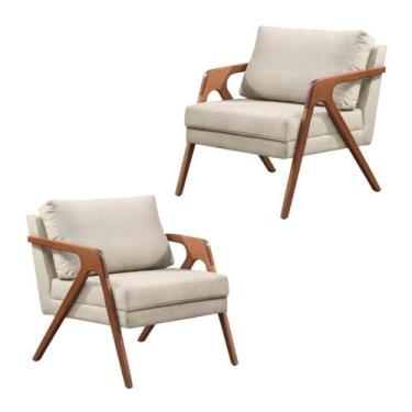 Imagem de Kit 2 Poltronas Decorativas Madeira Maciça Luxo Mona - Zahav - Zahav E