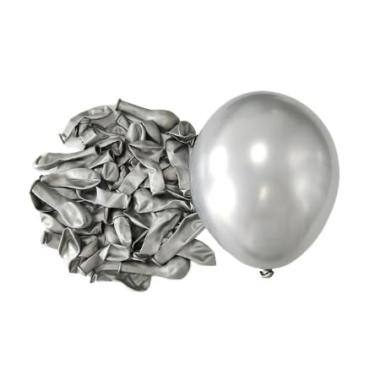 Imagem de Kit 10/25/50 Balões Bexiga Metalizado Cromado Numero 5 Para Festas E Aniversários (25,Prata cromado)