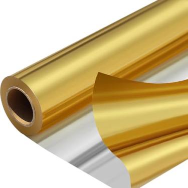 Imagem de PerkHomy Rolo de celofane colorido de 40,6 cm x 2,5 m de espessura de celofane de 3 mm para cesta de presente para embrulho de brindes, buquê de flores de plástico (refletivo, 30,5 m (40,6 cm de