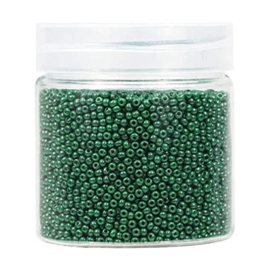 Imagem de Bala&Fillic Tamanho quase uniforme cor verde exército 2 mm contas redondas cerca de 10.000 peças/110 gramas na caixa, 12/0 pequenas contas de semente de vidro para fabricação de joias (verde militar)