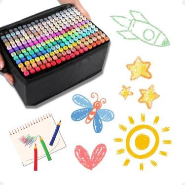 Imagem de canetinha coloridas touch 80 cores ponta dupla estojo preto