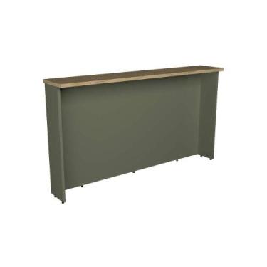 Imagem de Bancada Ilha Cozinha PH 3069 Évora 200cm Verde/Carvalho Nature - Herva