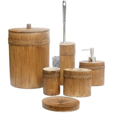 Imagem de LUANT Conjunto De 6 Acessórios Para Banheiro, Incluindo Lata Lixo, Copo, Porta-Escovas Dente, Saboneteira, Dispensador E Escova Vaso Sanitário, Decoração Casa, Marrom