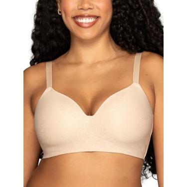 Imagem de Vanity Fair Sutiã feminino sem aro sem esforço, suporte macio sem fio e bojos de espuma de memória, P-3GG, plus size, Bege, 3G