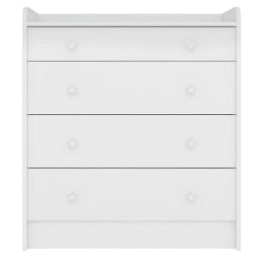 Imagem de Cômoda Infantil 4 Gavetas Trocador Doce Mel Branco - QMOVI