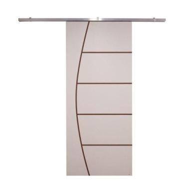 Imagem de Porta De Correr Branco Prime Frisada Kit Alumínio F04 - 210x70 - Vanin