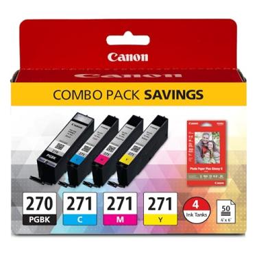 Imagem de Canon Pacote combo de papel fotográfico PGI-270/CLI-271 compatível com MG6820, MG6821, MG6822, MG5720, MG5721, MG5722, MG7720, TS5020, TS6020, TS8020, TS9020