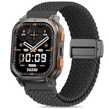 Imagem de Folavii Pulseira trançada magnética compatível com Kospet Tank M3 Ultra/M3/M2/T3 Ultra/T3/T2, pulseira esportiva elástica de nylon de 22 mm para relógio militar Amaztim M3/M2/T2 masculino e feminino