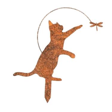 Imagem de Nishiyuenyi Estacas de chão para gatos, decoração de jardim ao ar livre, ornamento de metal, acessório de paisagem para áreas externas