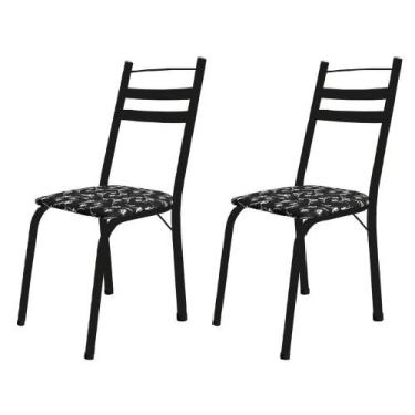 Imagem de Conjunto 2 Cadeiras Tubular Itália Preto-floral Artefamol - ARTEFAMOL 