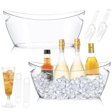 Imagem de Conjunto de balde de gelo com 2 peças, balde grande de champanhe de acrílico transparente de 5,5 L, baldes de gelo para festas, banheiras de bebida de champanhe, suprimentos de bar de Mimosa com 12
