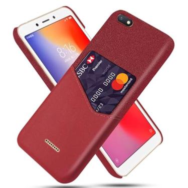 Imagem de Capa para Xiaomi Redmi 6A,Tela e tampa de couro PU,Antideslizante,360°cobertura completa à prova de choque com 1 slot de cartão atrás,Prevenção de queda-Red