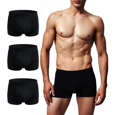 Imagem de AIRCUTE Cueca boxer masculina para incontinência urinária, lavável, absorvente, macia, à prova de vazamento, 60 ml, pacote com 3, 3, preto, M