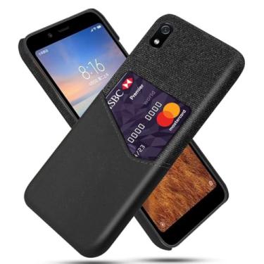 Imagem de Capa para Xiaomi Redmi 7A,Tela e tampa de couro PU,Antideslizante,360°cobertura completa à prova de choque com 1 slot de cartão atrás,Prevenção de queda-Black