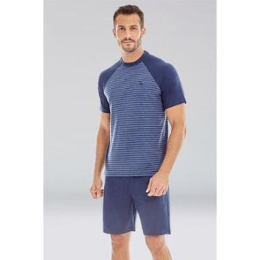 Imagem de Pijama Masculino Adulto Raglã Listra Marinho - Bela Notte-Masculino