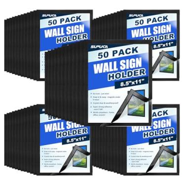 Imagem de Supuca Suporte magnético para placa e porta-retrato 21 x 27 cm – Molduras magnéticas autoadesivas com borda magnética forte, suporte de parede transparente de PVC para documentos/pôsteres/papel para